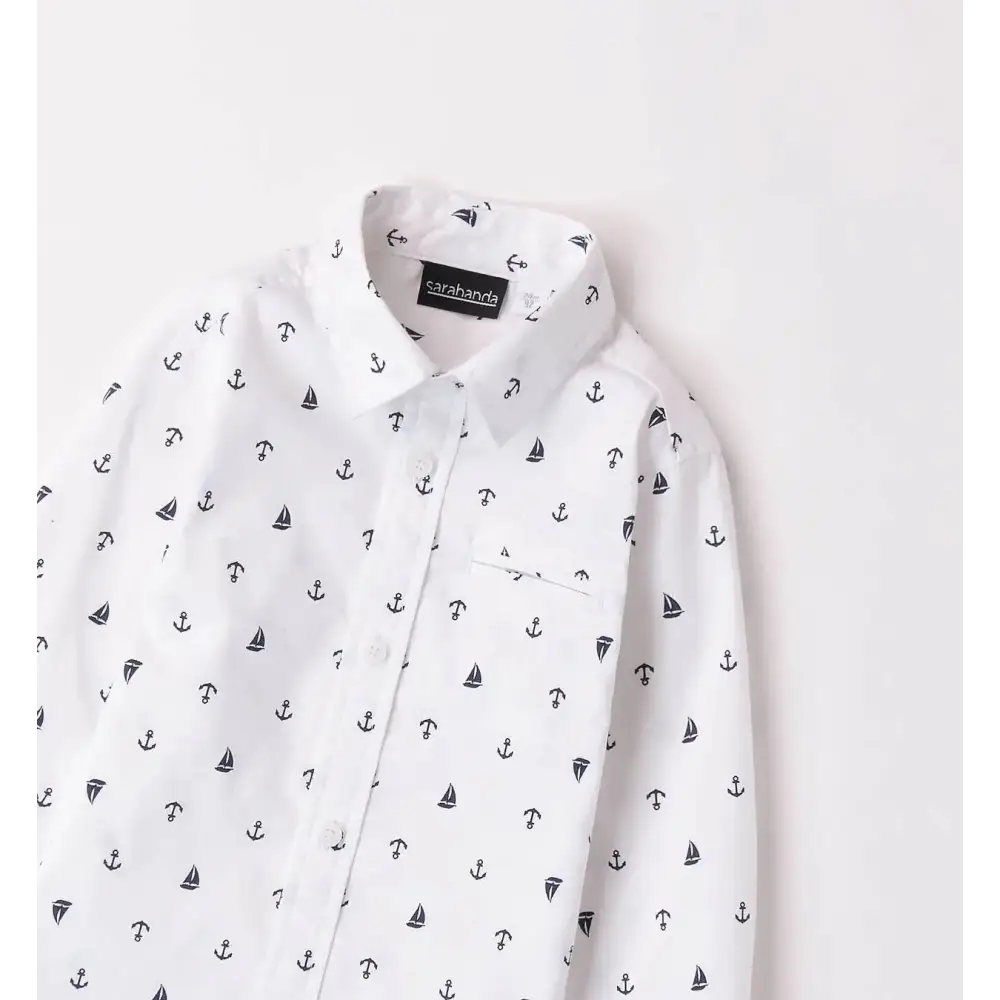 Camicia Fantasia Bianco/blu per Bimbo Sarabanda 8070 6AHT - OOPS by BabyBimbo 0-16