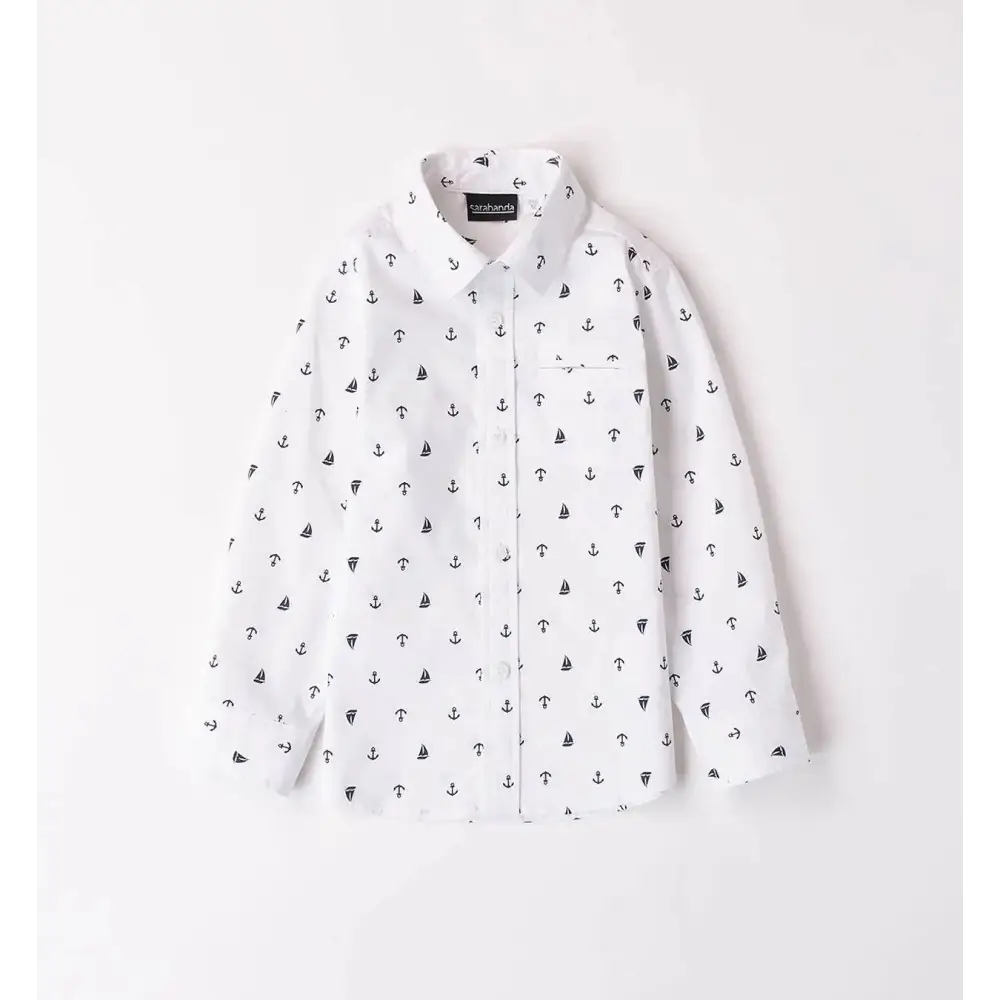 Camicia Fantasia Bianco/blu per Bimbo Sarabanda 8070 6AHT - OOPS by BabyBimbo 0-16
