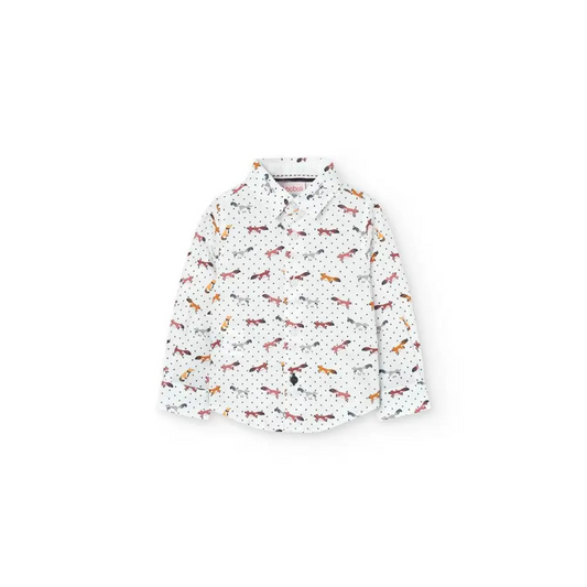 Camicia in popeline stampata con animali per Bambino da 18mesi a 8anni Boboli 719018 - OOPS by BabyBimbo 0-16