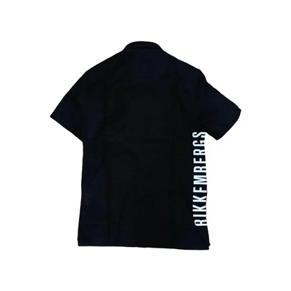 Bikkembergs camicia nera manica corta con logo verticale bianco sul retro