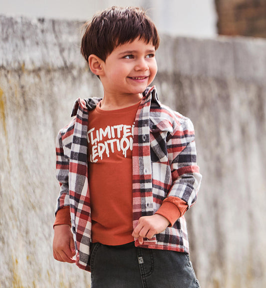 Sarabanda camicia a quadri con cappuccio bambino in flanella