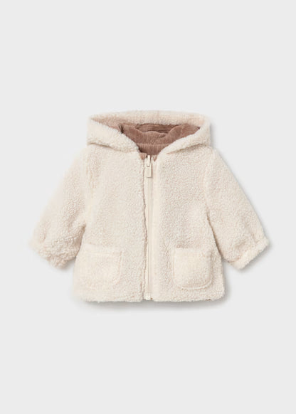 Cappotto Double Face Teddy Neonato con Cappuccio e Tasche – Invernale