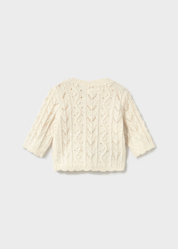 Cardigan in Maglia Neonata Mayoral Crema con Bottoni Effetto Legno