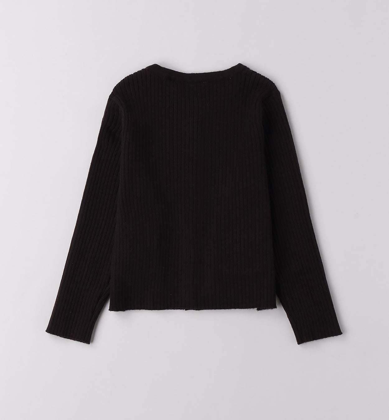 Cardigan nero bambina con design a coste e maniche lunghe, vista posteriore