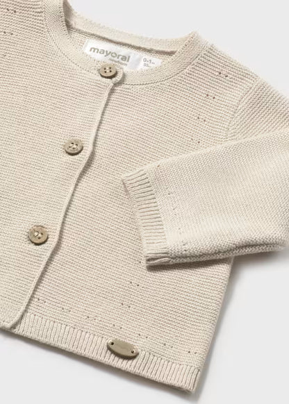 Cardigan Neonata in Tricot con Bottoni Colore Beige - Mayoral