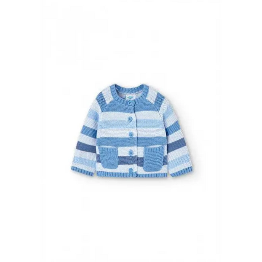 Cardigan tricot con bottoni a righe Celeste per neonati Boboli 106153 - OOPS by BabyBimbo 0-16