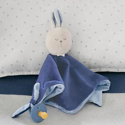 Mayoral doudou portaciuccio neonato azzurro con peluche coniglietto e ciuccio integrato