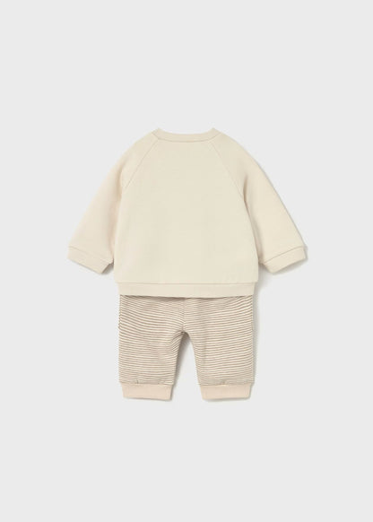 Completo 2pz Tuta con Felpa e Pantalone beige per neonati, ideale per comfort e stile.