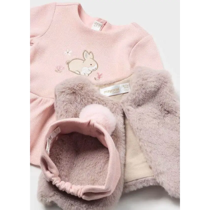 Completo 3 pezzi gilet pellicciotto neonata 0-18mesi Mayoral 2807 - OOPS by BabyBimbo 0-16