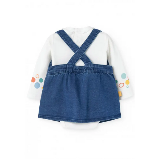Completo 3pz body+salopette+collant Boboli con dettaglio ricamato art.119001 - OOPS by BabyBimbo 0-16