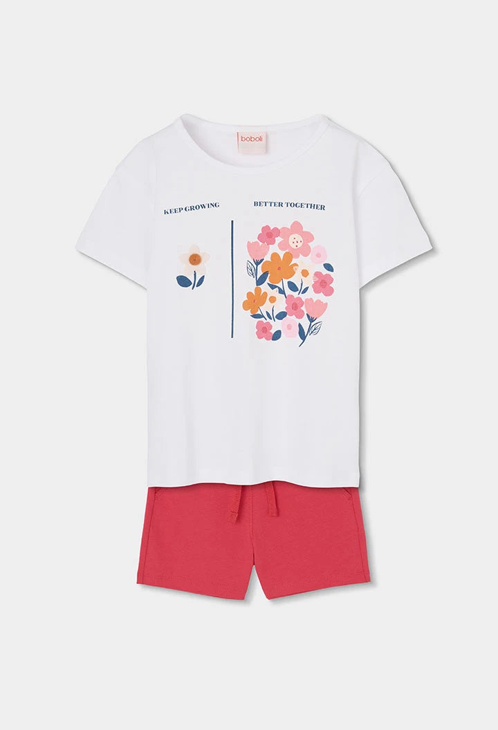 Completo bambina in maglia di cotone bianco - BOBOLI - OOPS by BabyBimbo 0-16