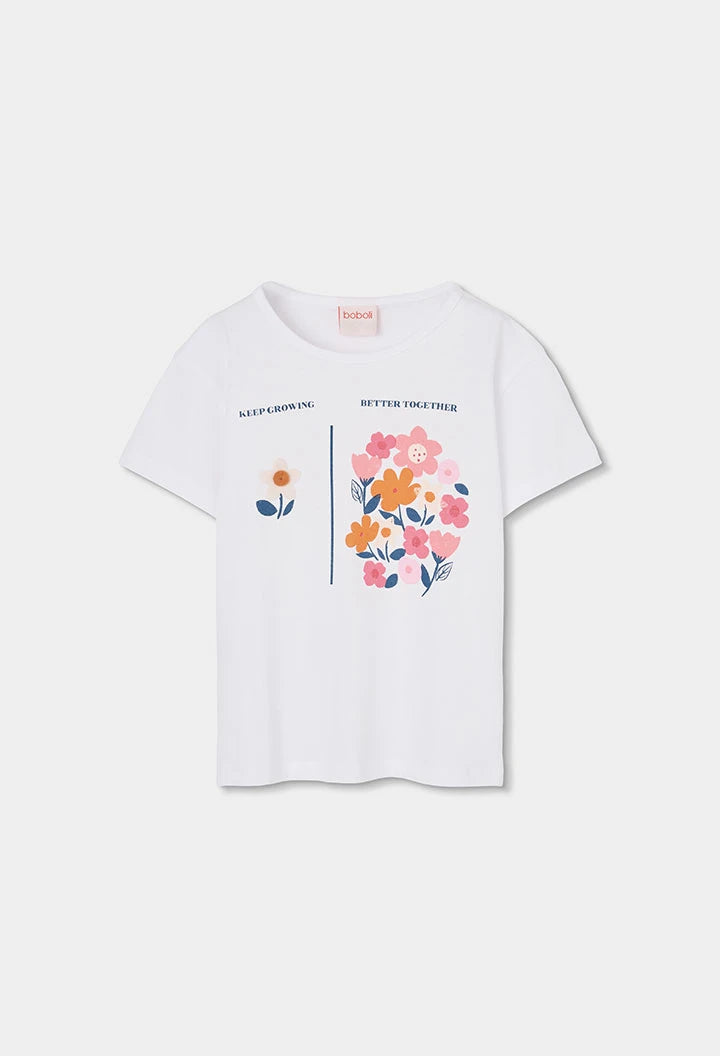 Completo bambina in maglia di cotone bianco - BOBOLI - OOPS by BabyBimbo 0-16