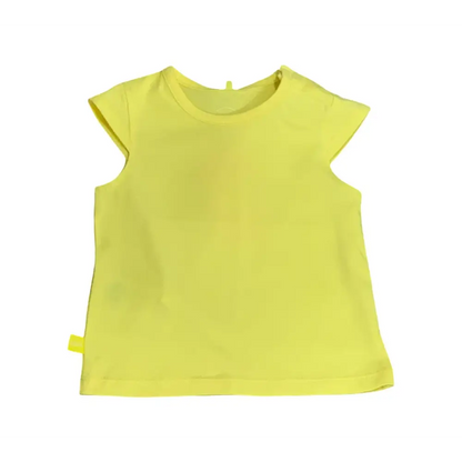 Maglietta gialla Boboli del completo bimba effetto denim con maniche corte e scollo tondo