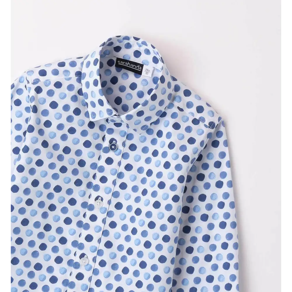 Camicia Sarabanda con pois blu chiaro e scuro dettaglio completo elegante 3 pezzi Navy