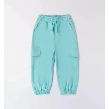 Pantalone turchese con tasche laterali elastico in vita per completo felpa e pantalone bambina Sarabanda