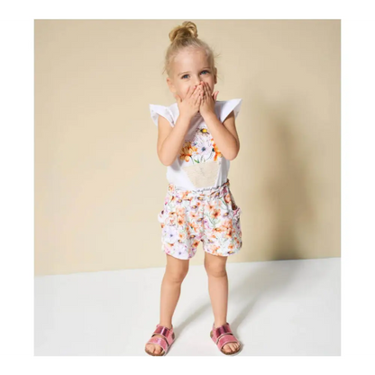 Completo Felpa e Pantalone da bambina Sarabanda con stampa floreale colorata per bambini