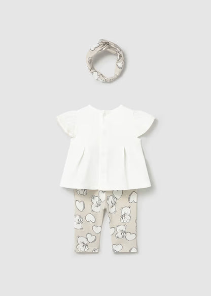 Completo Neonata Leggings Stampati e Maglietta con Fascia - Mayoral