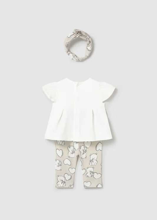 Completo Neonata Leggings Stampati e Maglietta con Fascia - Mayoral