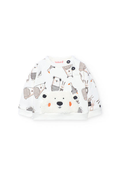 Completo neonato maglia bianca e grigio scuro Boboli con stampa orsetti e design morbido