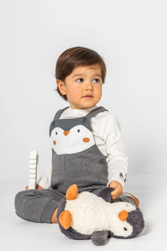 Completo neonato grigio vigoré stampa pinguino - OOPS by BabyBimbo 0-16