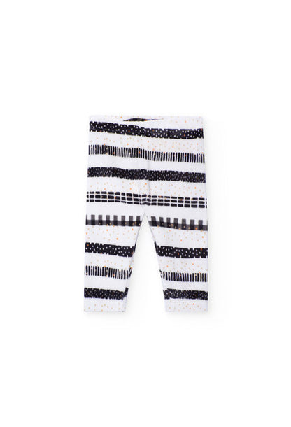 Completo per neonata in felpa grigio scuro Boboli con pantaloni a righe bianche e nere