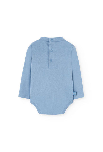 Completo per neonato in maglia con animali blu Boboli body a maniche lunghe con bottoni sul retro