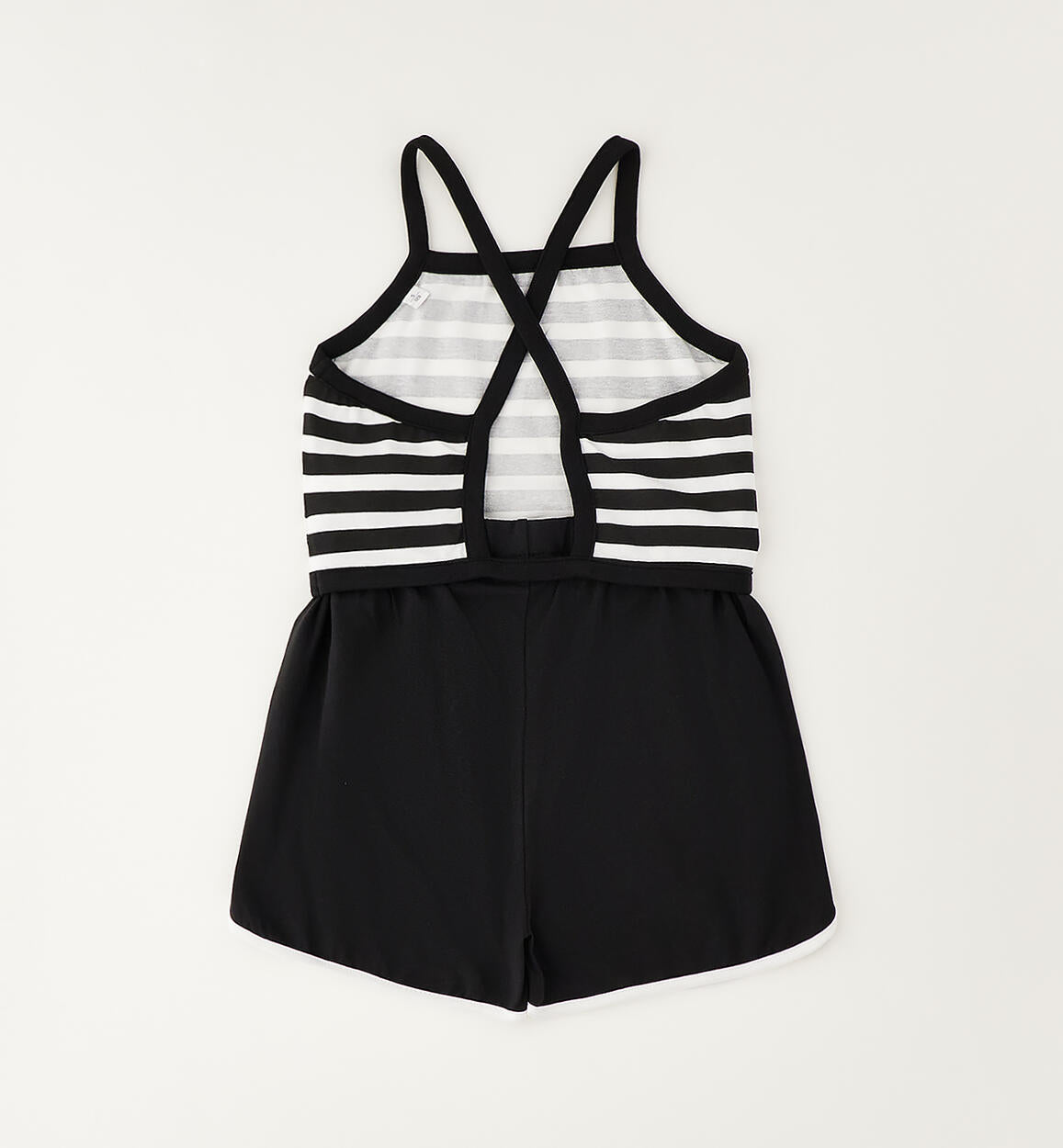 Completo Estivo Ragazza Sarabanda Nero e Bianco con Canotta a Righe e Shorts