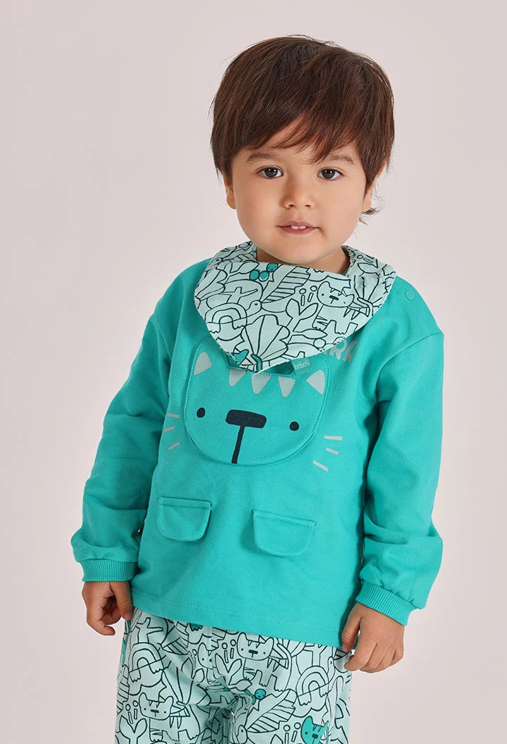 Set 2 Bavagli Neonato in Cotone Verde – Quadri e Stampa Animaletti  - BOBOLI - OOPS by BabyBimbo 0-16