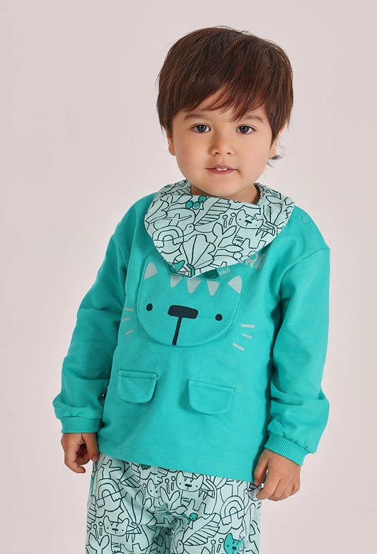 Set 2 Bavagli Neonato in Cotone Verde – Quadri e Stampa Animaletti  - BOBOLI - OOPS by BabyBimbo 0-16