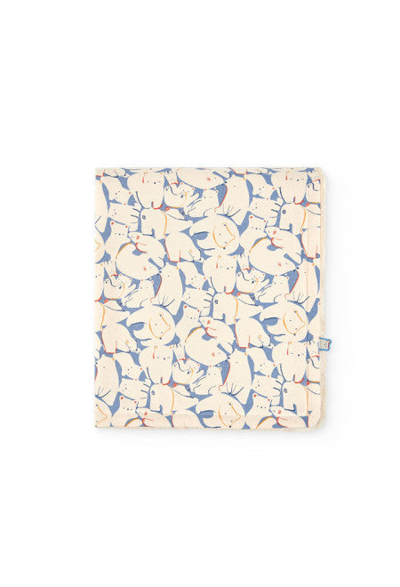 Copertina per neonato in pile stampato con animali nei toni del blu e beige di Boboli