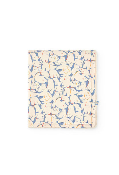 Copertina per neonato in pile stampato con animali nei toni del blu e beige di Boboli