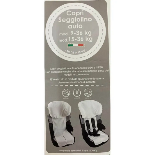 Copri Seggiolone Auto in Spugna colore Panna adatta per 9-36kg 15-36kg BabyIdea - OOPS by BabyBimbo 0-16
