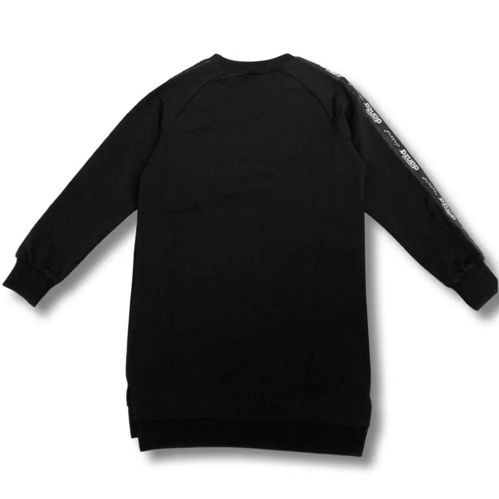 Vestito felpa nero a maniche lunghe con banda logo sulla manica e polsini a costine abito felpa ragazza Dimensione Danza