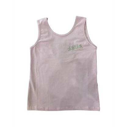 Canotta rosa chiaro in cotone per bambina con logo piccolo canotta top corto ragazza Dimensione Danza ideale per danza e svago