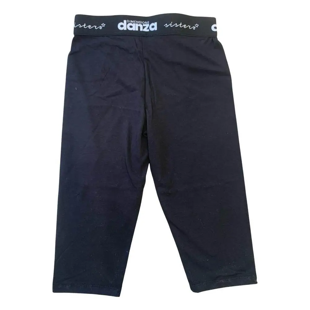 completo ragazza Dimensione Danza 8-16 anni nero leggings capri elasticizzati con fascia vita logo per danza