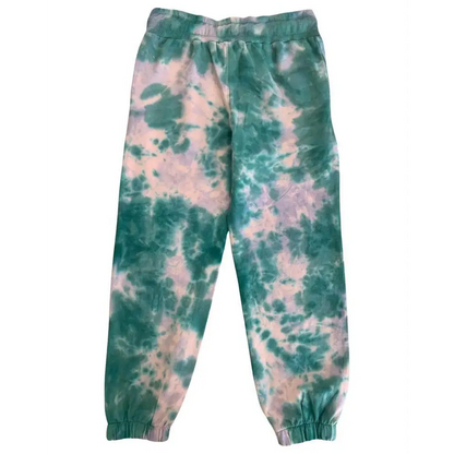 pantaloni tie dye ragazza Dimensione Danza jogger verde e rosa con vita elasticizzata e polsini