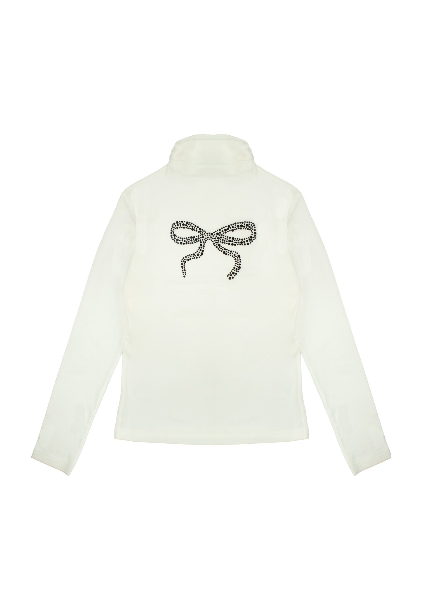 Dolcevita off-white ragazza con fiocco sul retro per un look elegante e casual