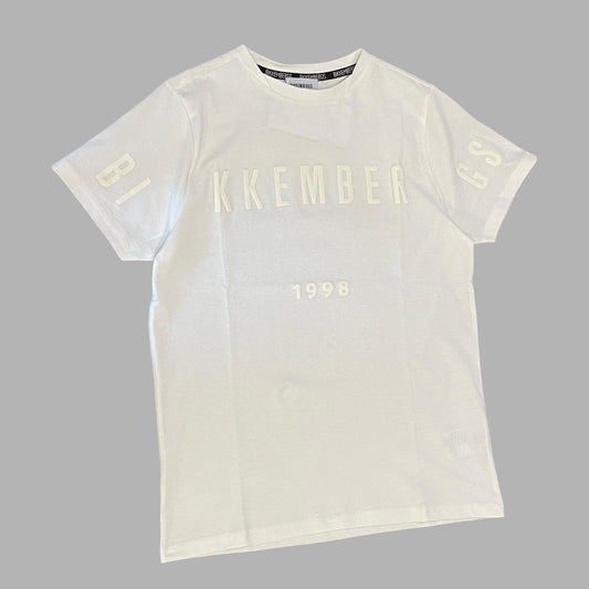 T-Shirt Bikkembergs Bianca con Logo Centrale in Rilievo