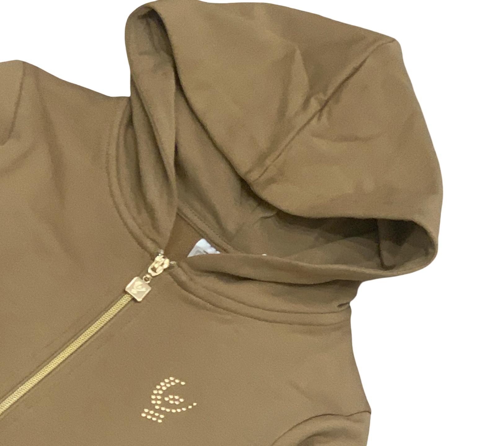 Felpa aperta con cappuccio bambino Freddy in colore marrone con zip e dettagli decorativi