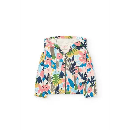 Felpa bambina cappuccio staccabile Boboli con stampa floreale colorata e chiusura con zip