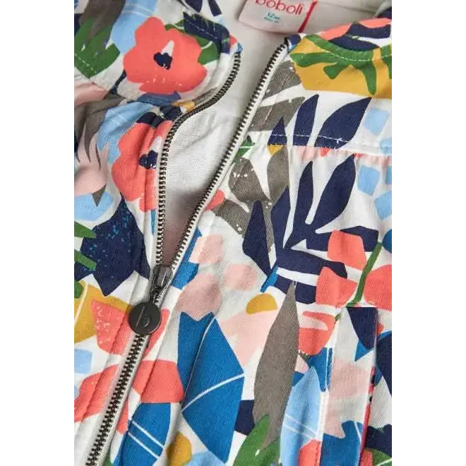 Felpa bambina cappuccio staccabile Boboli con stampa floreale colorata e zip frontale