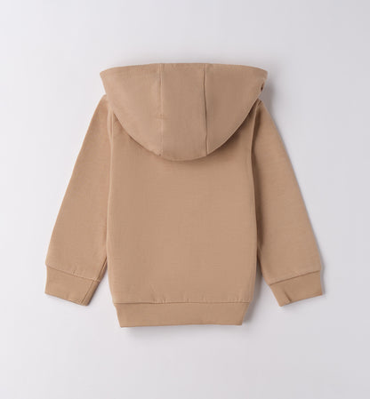 Felpa bambino con orso in beige, con cappuccio e maniche lunghe, ideale per la stagione autunnale