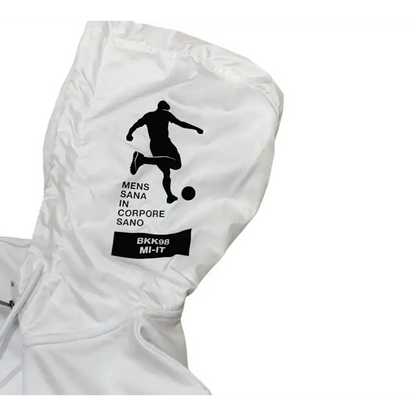 Dettaglio cappuccio FELPA BIANCA CON CAPPUCCIO BIKKEMBERGS BAMBINO con stampa giocatore di calcio