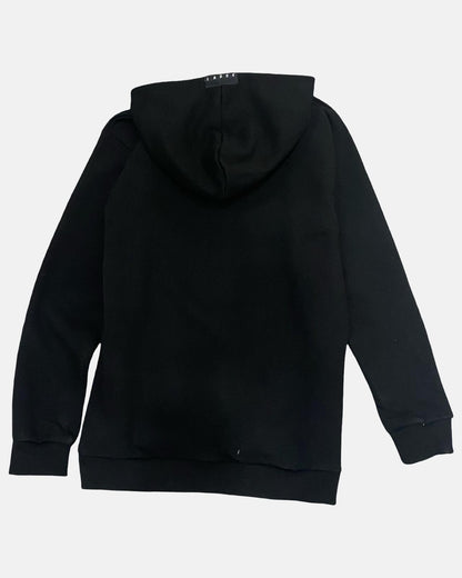 Felpa donna oversize nera di Lab84 con cappuccio, ideale per un look casual e confortevole.