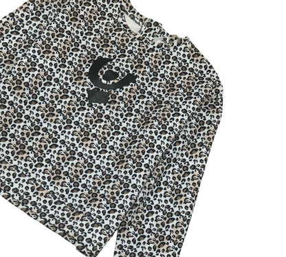 Felpa Girocollo Maculata con Logo Nero e Zip Oro di Freddy, ideale per un look alla moda