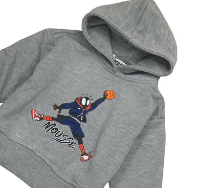 Felpa Grigia Bambino con Cappuccio e Stampa Spider-Air per un look sportivo e alla moda