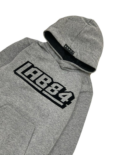Felpa grigia ragazzo con cappuccio Lab84, design moderno e comodo per il tempo libero