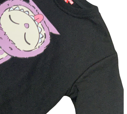 Felpa nera bambina coniglietto con design colorato e morbido per comfort quotidiano
