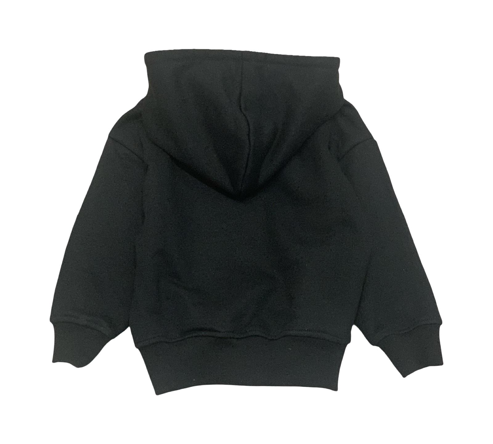 Felpa Nera Bambino con Cappuccio e Stampa Mario, felpa con design semplice e pratico per i più piccoli.