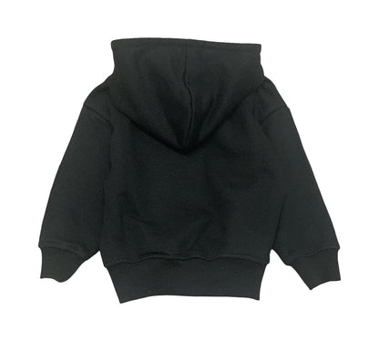 Felpa Nera Bambino con Cappuccio e Stampa Mario, felpa con design semplice e pratico per i più piccoli.